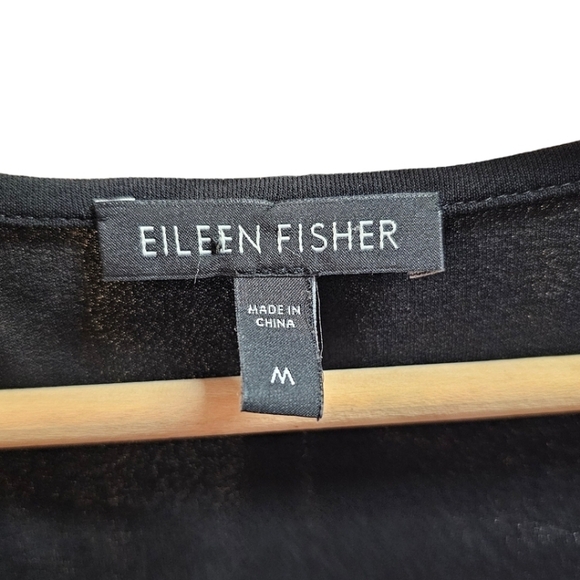 Eileen Fisher Black 100% Silk Georgette Top Capsule Wardrobe Classic Style M - Picture 9 of 10